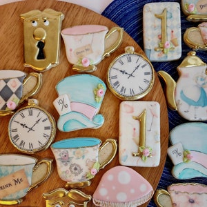 Alice in Wonderland, Onderland, Birthday Cookie Set, Mad Hatter Tea Party Birthday, Shower, 1st birthday image 1