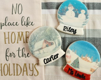Snowglobe Sugar Cookies, Party Favors, Teacher Gift, Holiday Cookies