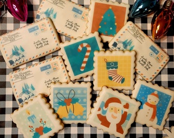 Christmas Cookies Letters to Santa and stamps,  Classroom Treats, Christmas Party, Santa Cookies, Holiday Cookies