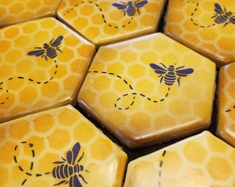 Honeycomb Bee Sugar Cookies: Custom Decorated Cookies, Sweet as can bee, let it bee, be kind, Queen bee, hello honey, bee yourself