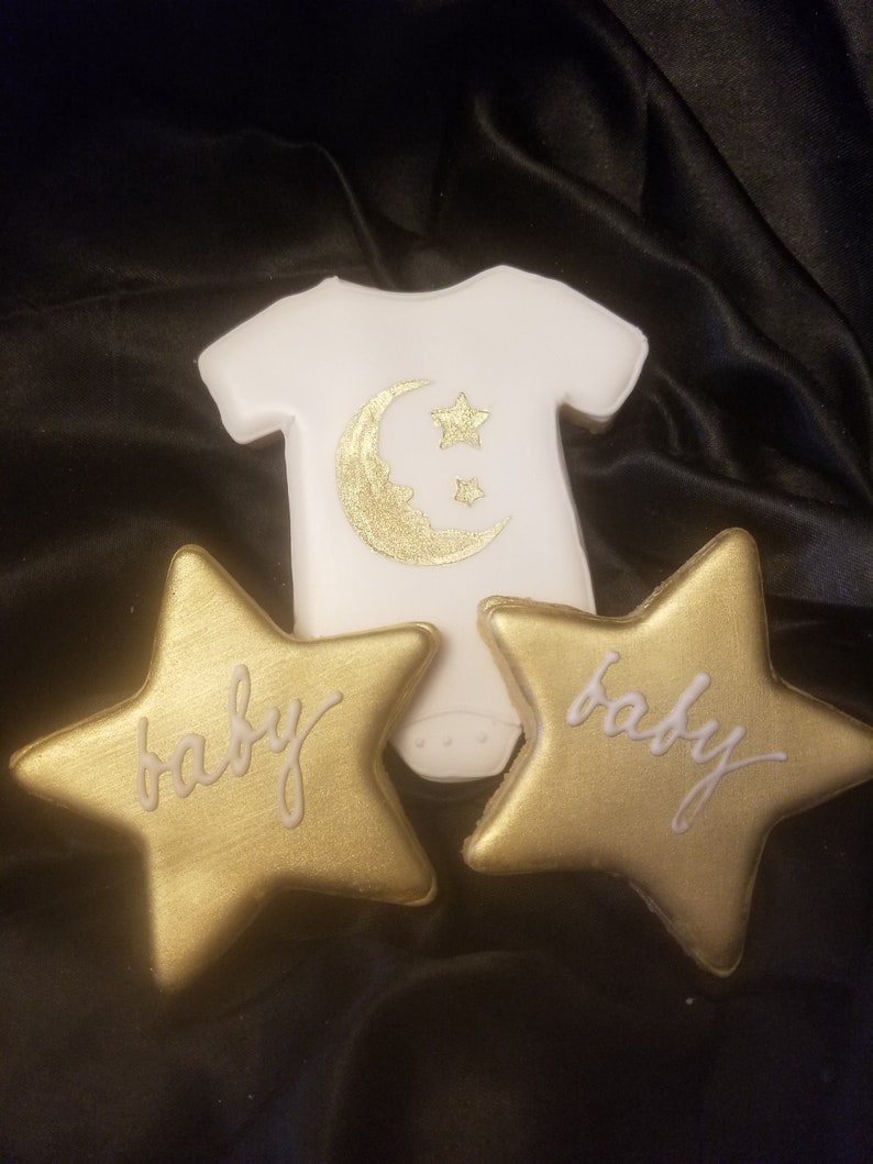 1 dozen Baby Shower Cookies Custom Cookies 1st birthday cookies Twinkle Twinkle little star sugar cookies