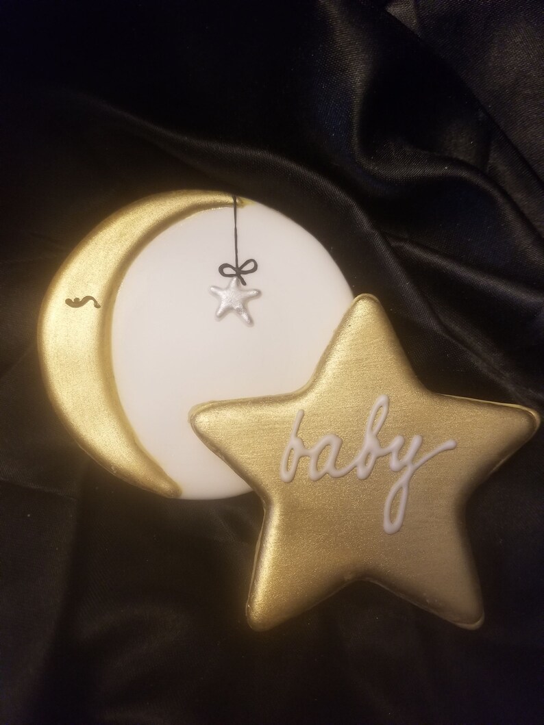 1 dozen Baby Shower Cookies Custom Cookies 1st birthday cookies Twinkle Twinkle little star sugar cookies