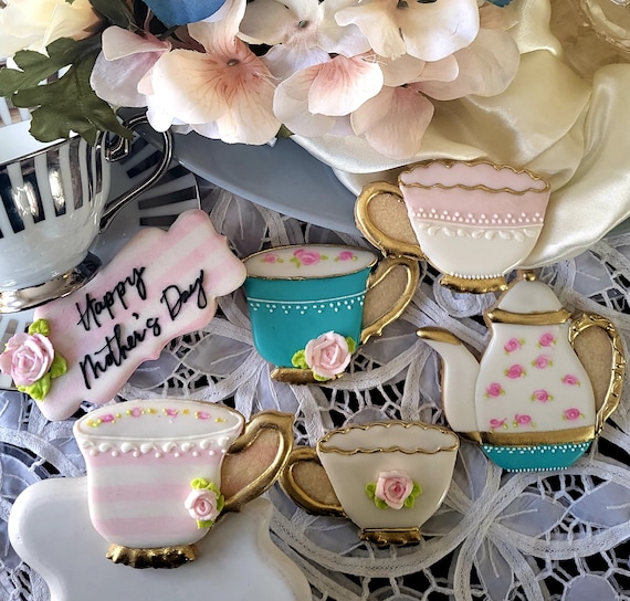 Mother's Day Tea Party Cookie Set Alice in Wonderland Tea Etsy