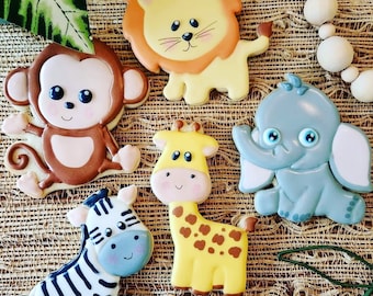 Safari Animals Baby Shower, Birthday Cookie Set, Jungle Animals Birthday, Party Favors, Boy birthday, girl birthday,