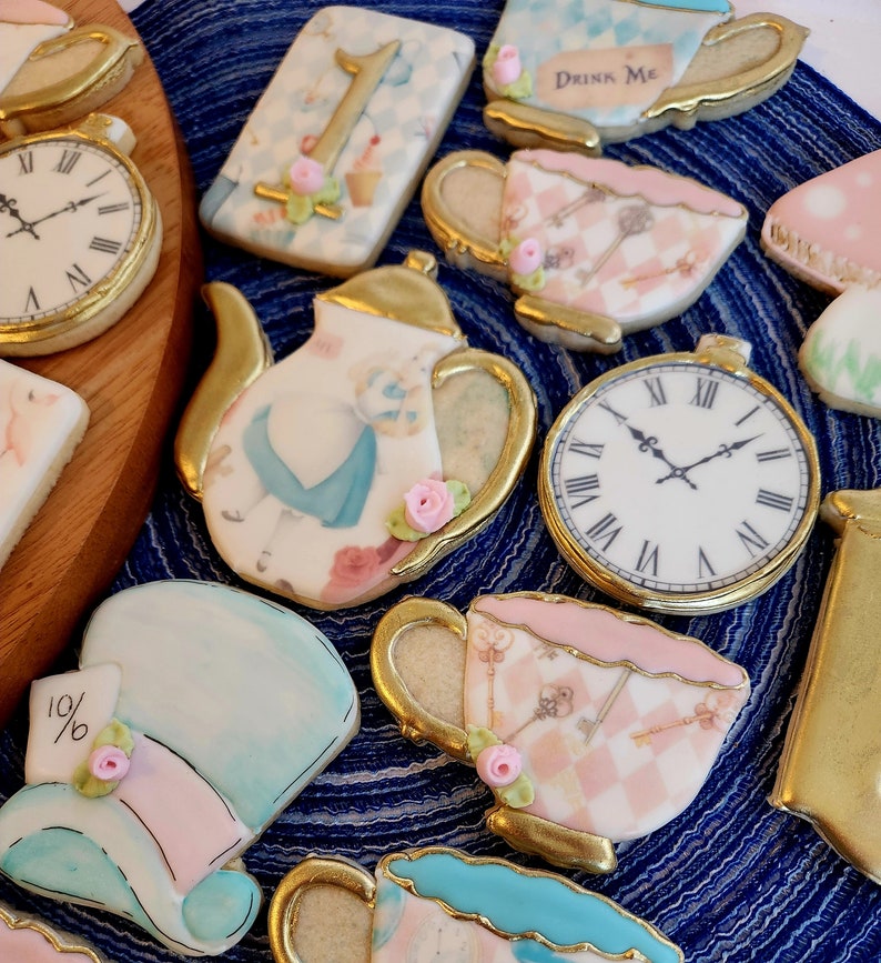 Alice in Wonderland, Onderland, Birthday Cookie Set, Mad Hatter Tea Party Birthday, Shower, 1st birthday image 6