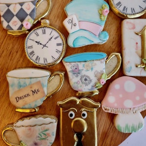 Alice in Wonderland, Onderland, Birthday Cookie Set, Mad Hatter Tea Party Birthday, Shower, 1st birthday image 4
