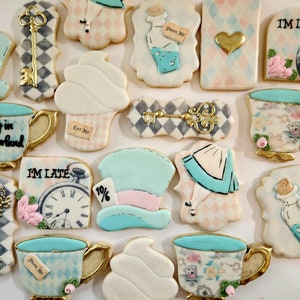 Alice in Wonderland, Onderland, Birthday Cookie Set, Mad Hatter Tea Party Birthday, Shower, 1st birthday image 10