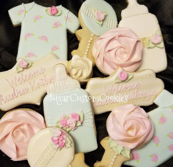 Shabby Chic Baby Shower Cookies Vintage Baby Shower Cookies Etsy