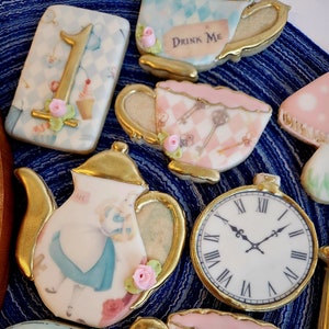 Alice in Wonderland, Onderland, Birthday Cookie Set, Mad Hatter Tea Party Birthday, Shower, 1st birthday image 3