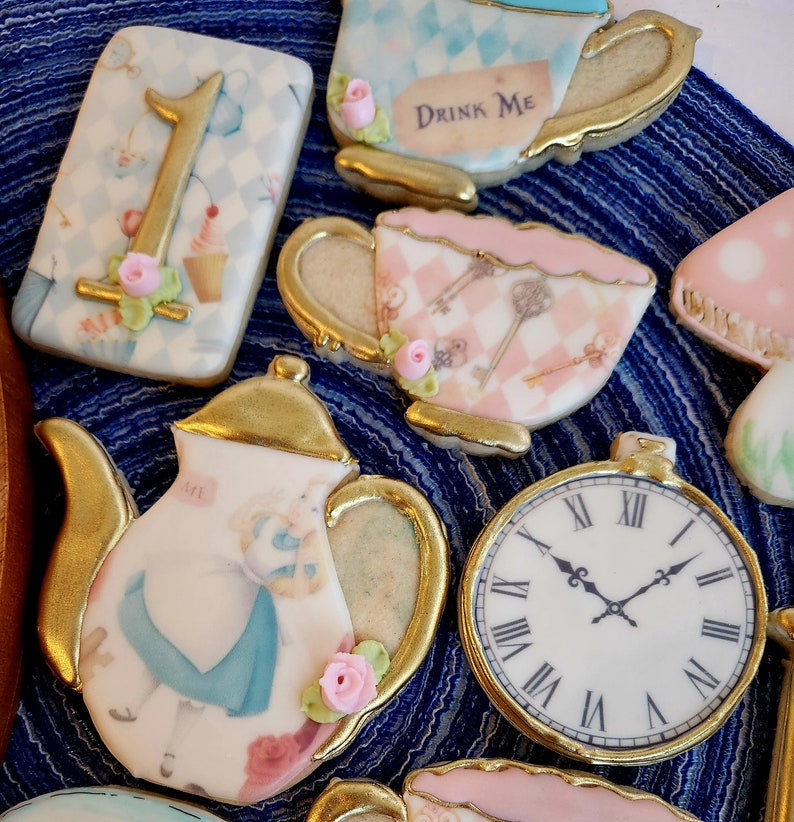 Alice in Wonderland, Onderland, Birthday Cookie Set, Mad Hatter Tea Party Birthday, Shower, 1st birthday image 3