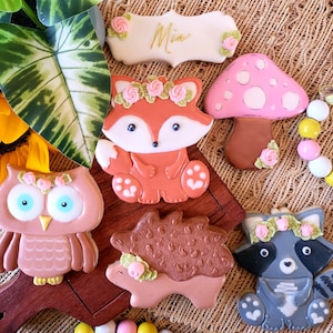 Woodland Animal Sugar Cookies: Custom Baby Shower Birthday Favors