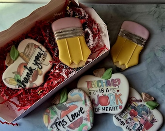 Teacher Appreciation Sugar Cookie Gift Set, Last day of school, Thank you teacher, teach love inspire, best teacher ever