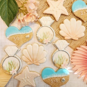 Beach Wedding Sugar Cookies, Engagement, Bridal Shower Cookie Set of 12, wedding favors