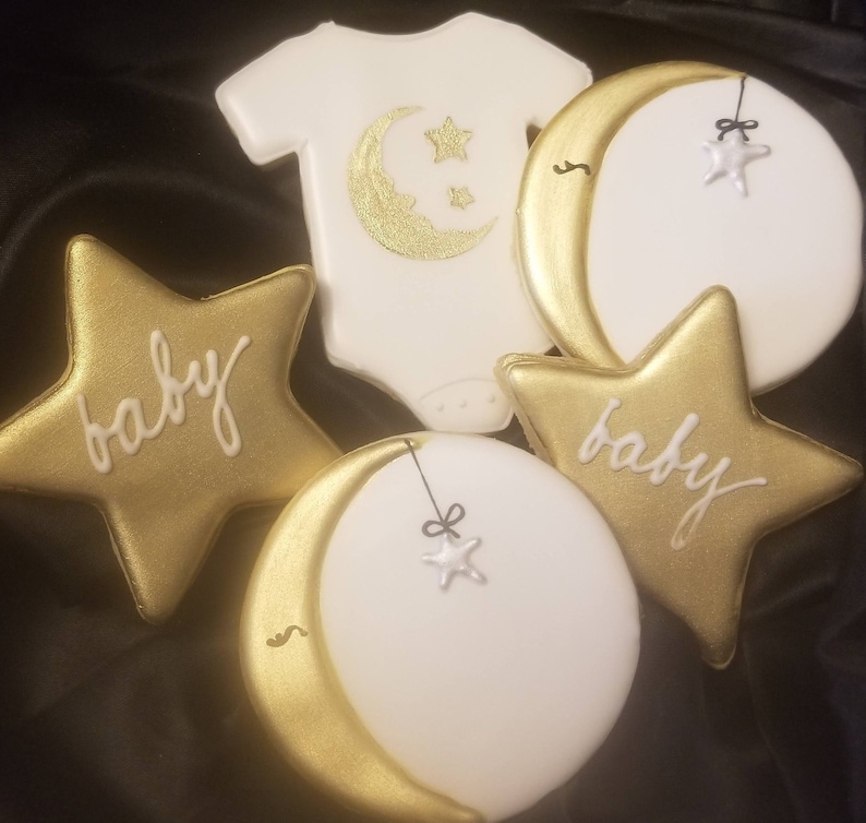 1 dozen Baby Shower Cookies Custom Cookies 1st birthday cookies Twinkle Twinkle little star sugar cookies