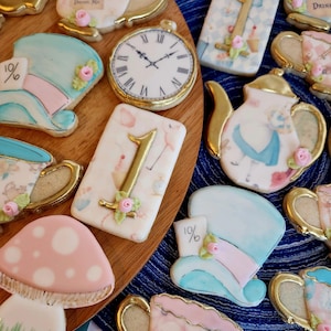 Alice in Wonderland, Onderland, Birthday Cookie Set, Mad Hatter Tea Party Birthday, Shower, 1st birthday image 7