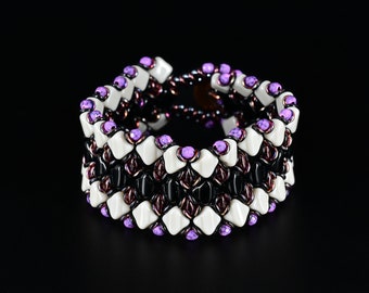 Superduo Bracelet / Cuff Bracelet / Beadweaving Bracelet / Beaded Bracelet / Handmade Bracelet / Czech Glass Bracelet / Boho / Bohemian
