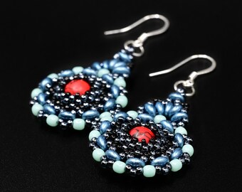Handmade Seed Bead Dangle Earrings: Boho Beadweaving Jewelry