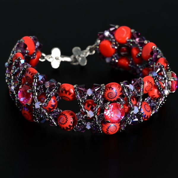 Handmade beaded crystal bracelet. Cuff bracelet. Women's bracelet. Beaded bracelet for women. Bracelets for women. Beadweaving bracelets