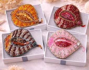 Beaded Brooch Pin Handmade Stingray Brooch Seed Bead Brooch Bead Embroidery Brooch Gift For Her Statement Brooch Jewelry Unique Brooch Pin
