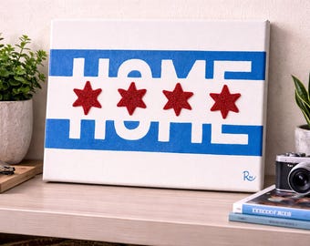 Chicago Flag Wood Wall Art Rustic Home Decor Chicago Gift Chicago Wall Art Chicago Home Decor Chicago Flag Stars For Chicago Fans