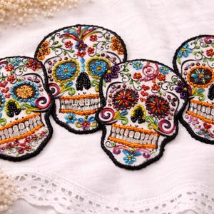 Sugar Skull Patch Day Of The Dead Patch Embroidered Skull Patch sawn On Patch For Jacket Dia De Los Muertos Patch Calavera