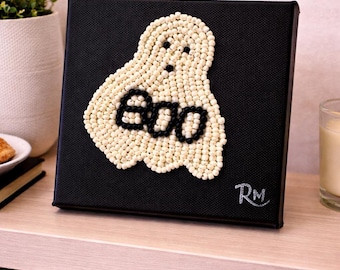 Cute Ghost Boo Canvas Wall Art Halloween Ghost Decor Spooky Home Decor Gift Ghost Bedroom Decor Handmade Ghost Halloween Decoration