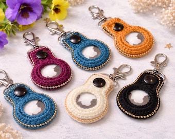 Crochet Airtag Holder Keychain Handmade beaded Airtag Case Cute Airtag Keychain Holder Aesthetic Airtag Holder Airtag Holder For Bags