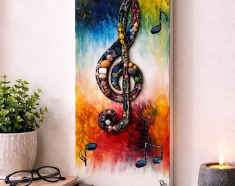 Music Room Wall Art Treble Clef Wall Art Colorful Abstract Music Note Canvas Music Lover Gift Music Teacher Gift Musician Home Decor