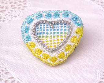 Beaded Heart Brooch Handmade Heart Pin Seed Bead Brooch Crystal Heart Pin Heart Shaped Brooch Gift For Her Brooch For Jacket Heart Lapel Pin