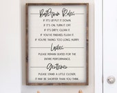 Bathroom Rules Sign Bathroom Wall Decor Funny Bathroom Sign Flush the Toilet Please Remain Seated Guest Bathroom Kids Bathroom Decor