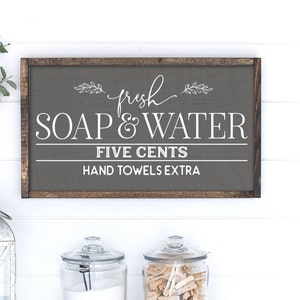 Wooden Sign Fresh Soap & Water Farmhouse Sign Bathroom Sign, Bathroom Decor, Rustic Bathroom Sign, Farmhouse Bathroom, Bathroom wall decor