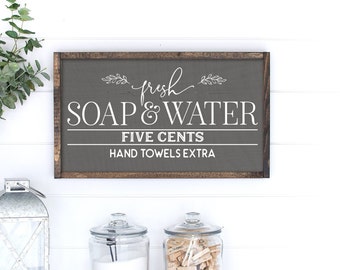 Wooden Sign Fresh Soap & Water Farmhouse Sign Bathroom Sign, Bathroom Decor, Rustic Bathroom Sign, Farmhouse Bathroom, Bathroom wall decor