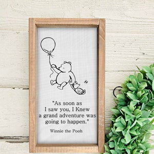 Winnie the Pooh, AA Milne, Framed Sign, Nursery Decor, Farmhouse Sign, Quote Sign, Baby Shower Gift, Modern Farmhouse, Bedroom, Wood sign