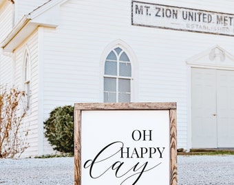 Oh Happy Day | Christmas Gift | Farmhouse Sign | wedding gift, rustic wooden sign, farmhouse decor