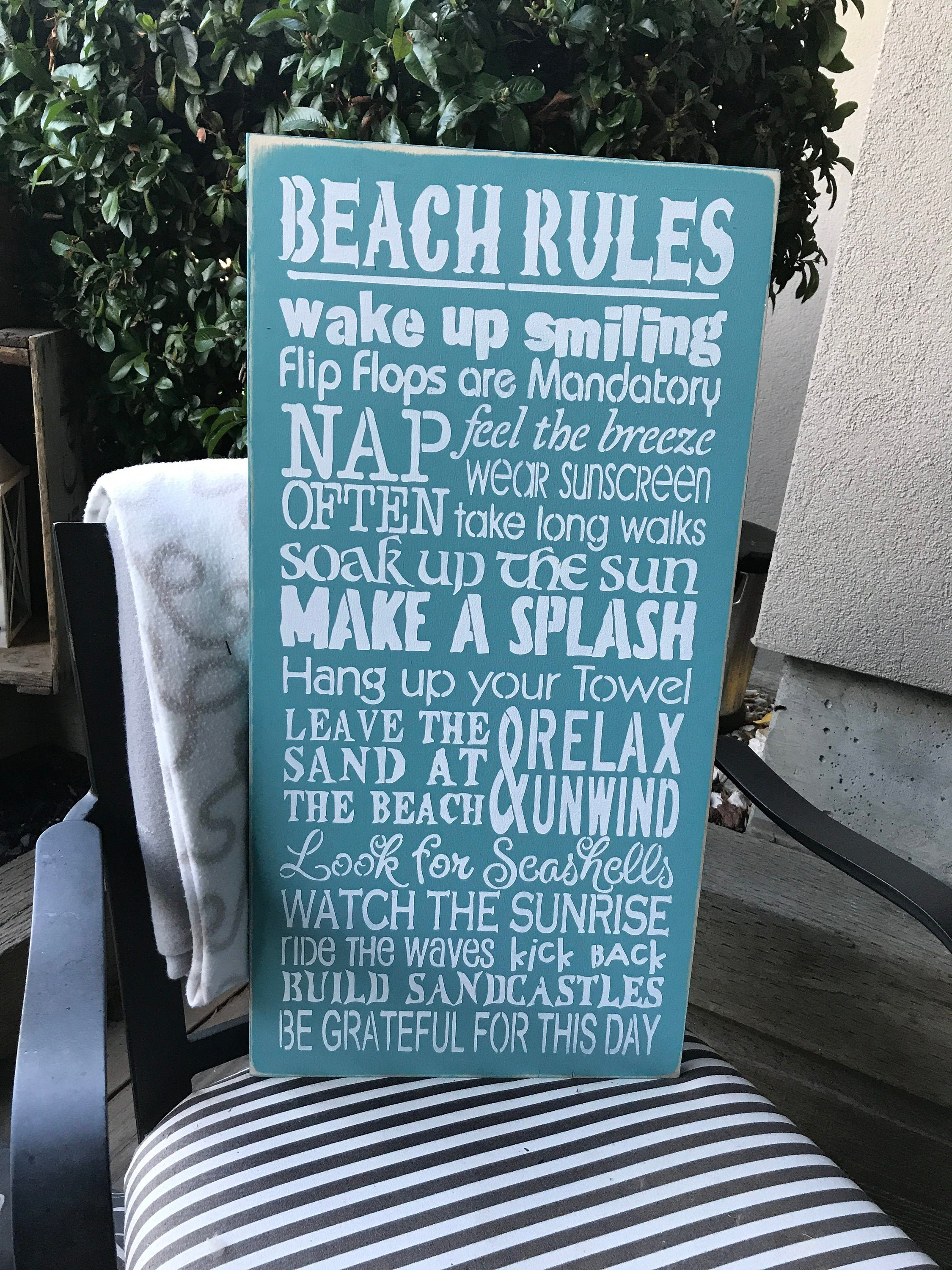 Simple Beach Rules Beach Rules Sign – TEAL BEACH RULES SIGN – TQXWT