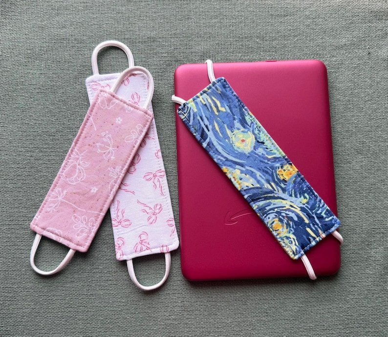 Handmade Kindle/Kobo Hand Strap | Elastic E-Reader Grip | Book Lover Gift afbeelding 5