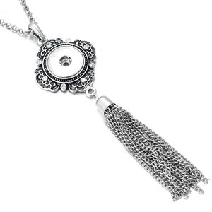 Crystal Vintage Metal Tassel Necklace for Snap Button Jewelry Charms