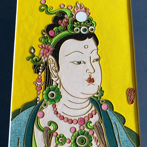 Bodhisattvas · 菩薩 | 2016-2-R-007 | Buddhist Art | Buddha Art | Thangka | Filigree Thangka | 100% Handmade | Traditional  (FREE Shipping)