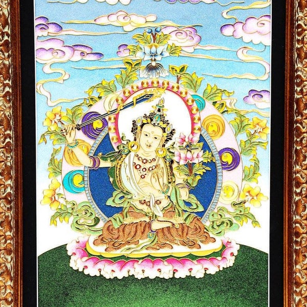 Mañjuśrī · 文殊菩薩 | 2016-2-R-011 | Buddhist Art | Buddha | Thangka | Filigree Thangka | 100% Handmade | Traditional Handwork (FREE Shipping)