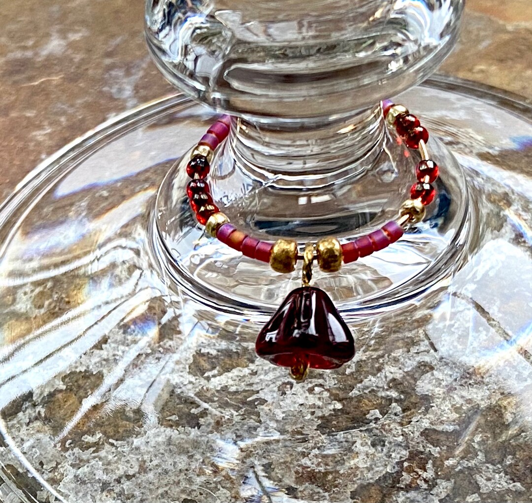 Flower and Leaves Wine Charms Stained Glass Charms Glass Charms Set of