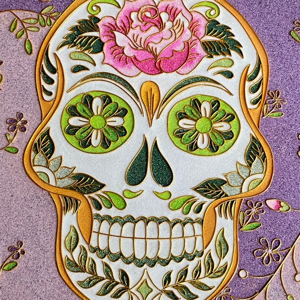 Calavera de Flores · 花之骨 |2017-1-R-017| Filigree Thangka | Latin America Series | Tibetan Handwork | Unique Amazing Gift (FREE Shipping)