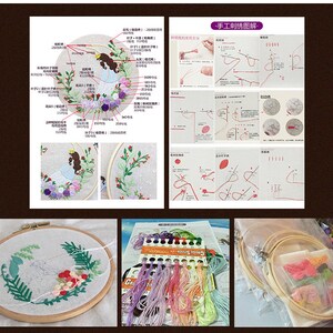 Beginner Embroidery Kit Full Kit DIY Floral Needlepoint Hoop Wall Art Kit Modern Embroidery Kit For Friends image 6