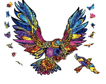 3D Wooden Puzzle For Adults And Kids,Animals Shape Puzzle,Gift Puzzle,Eagle, Hawk Shape Colorful Wooden Puzzles,Wooden Jigsaw