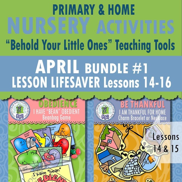 APRIL Nursery "Behold Your Little Ones" Lessons 14-16 BUNDLE 1 CRAFT Activities: Obedience bean bag, Home charm bracelet, sorry hippo puppet