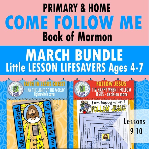 2024 MARCH (weeks 1-5) Lessons 9-13 Come Follow Me, Book of Mormon Ages 4-7 Lesson Activities BUNDLE - Primary children and FHE study