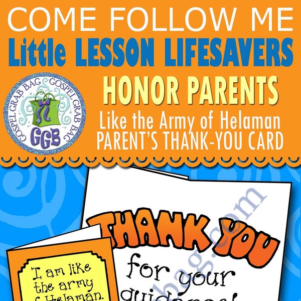 BOOK OF MORMON Activity: Honor My Parents – Thank-you Card (youth can give thanks to their parents, like Helaman's Army for guidance)