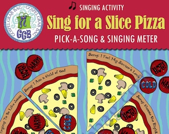 Primary Music Singing Activity, “Sing For a Slice” – Pizza pick-a-song and singing meter, Primary chorister INSTANT DOWNLOAD - singing fun