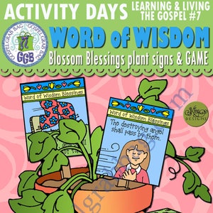 Activity Days Learning & Living the Gospel GOAL 7 Learn Gospel - PRINTABLE Invitation/Activity: Word of Wisdom Blossom Blessings Game-signs