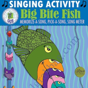 Primary Music Singing Activity, &quot;Big Bite Fish&quot; memorize songs, pick-a-song, go fish singing meter, Primary music chorister INSTANT DOWNLOAD