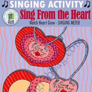 Primary Music Singing Activity, “Singing From the Heart” watch heart grow singing meter, Primary chorister INSTANT DOWNLOAD - singing fun